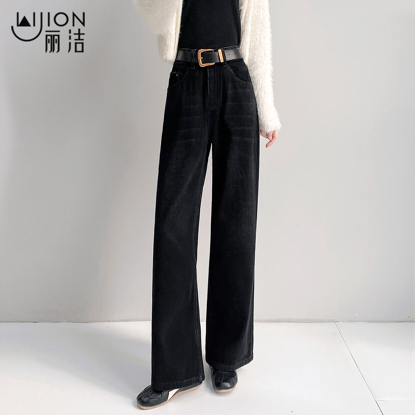黑色阔腿牛仔裤女2025新款秋冬季宽松高腰垂感美式复古直筒长裤子,女装/女士精品,牛仔裤,淘宝优惠券,粉丝福利购,淘宝优惠卷