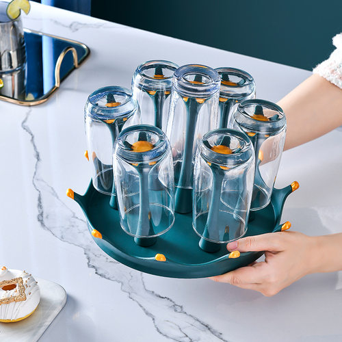 防尘杯架沥水杯架旋转沥水皇冠