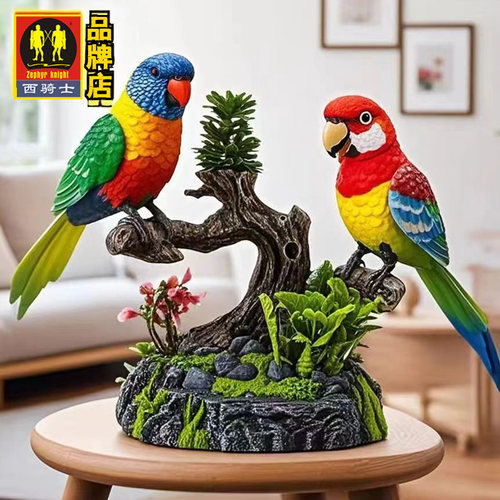 仿真鹦鹉小鸟会叫会动的展翅装饰