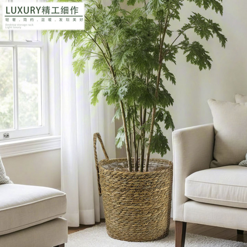 草绳编织花篮室内绿植装饰篮