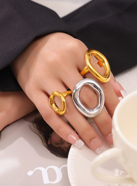 INS风韩版极简几何戒指