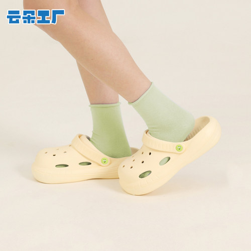 云朵工厂种子表情洞洞鞋夏季女款包头凉拖轻便透气可爱拖鞋防滑
