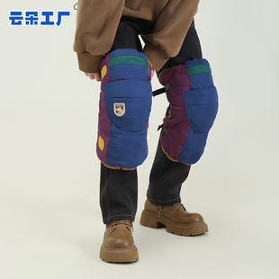 云朵工厂飞行员拼色护膝冬季骑行保暖护膝电动车防风防寒加厚护腿