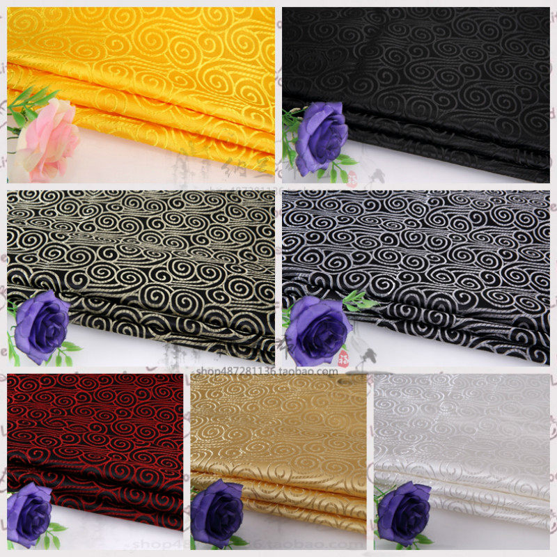 高档仿三五云朵祥云图案织锦缎古装仿古旗袍布料娃衣配色布面料