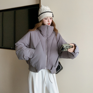 设计感紫色立领羽绒服外套女入冬2025新款白鸭绒保暖巨好看面包服图片