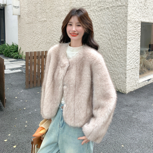韩版气质皮毛一体羊羔毛外套女秋冬2025新款防水貂绒独特漂亮超火图片