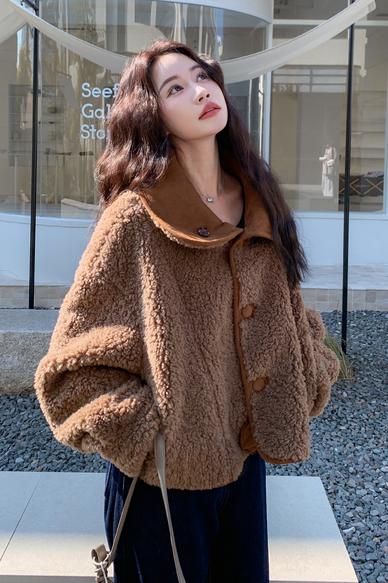 现货主推两面穿2025冬季新款皮毛一体毛毛外套女1507-P185K278,女装毛呢外套,莘蕾