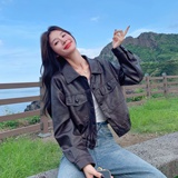 2025秋季新款时尚油蜡皮机车夹克皮衣外套女223-1387-P145K198，女装皮衣，莘蕾