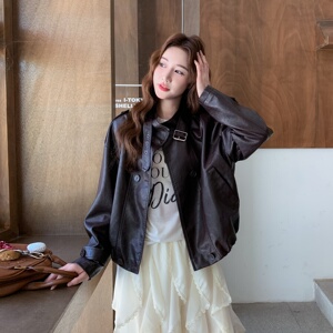 美拉德咖色时髦休闲皮衣外套女春秋2025新款小个子PU夹克流行爆款图片