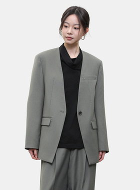 LADY’S DIARY 西装外套女2026春新款一粒扣气质通勤灰色休闲西装