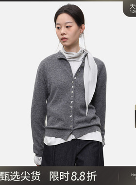 LADY’S DIARY 100%绵羊毛针织衫女开衫2025秋季简约长袖圆领毛衫