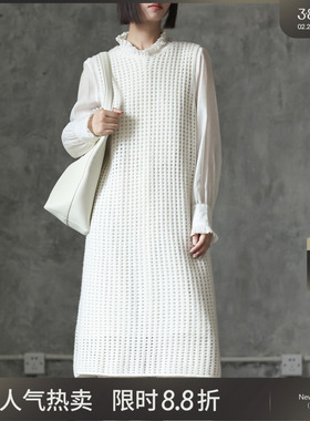 LADYS DIARY原创设计女装2025秋季新款无袖漏洞毛衣针织连衣裙
