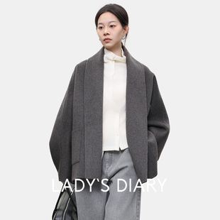 翻领柔软骆驼绒短外套 绵羊毛呢大衣女2025秋冬新款 LADY’S DIARY