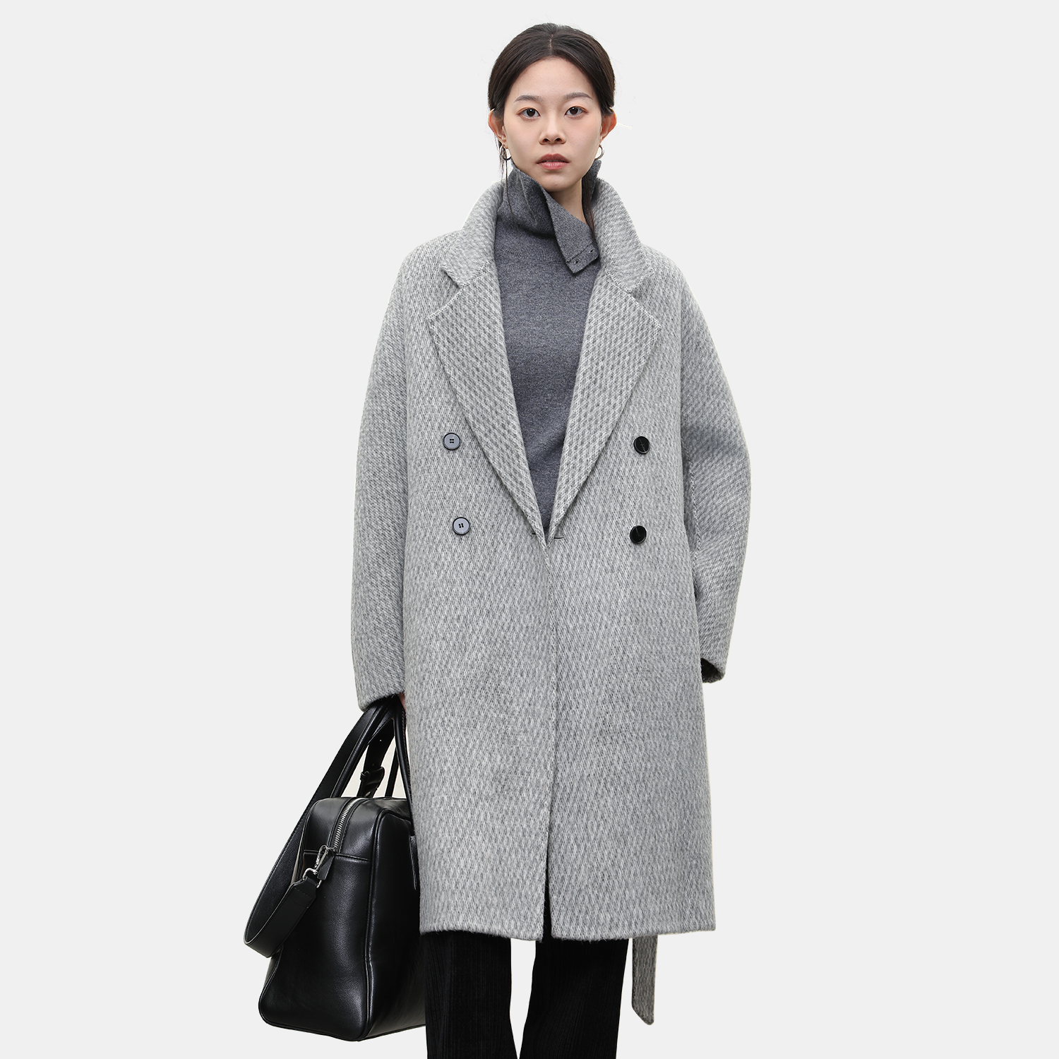 女性日记绵羊毛呢大衣女中长款