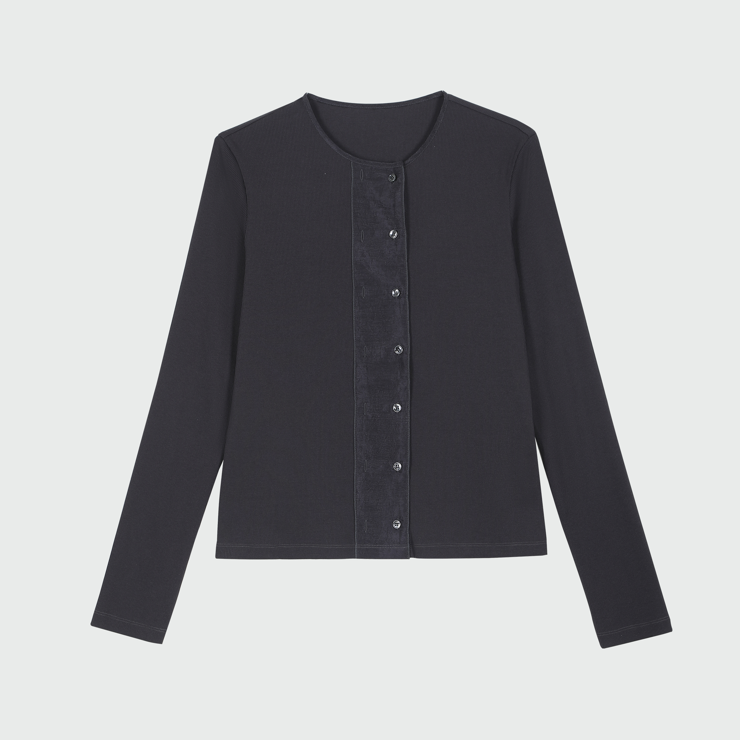 LADY’S DIARY 圆领简约针织开衫外套女显瘦百搭长袖上衣738442T