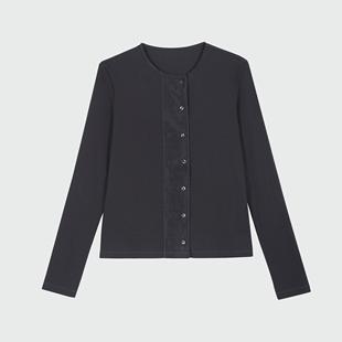 外套女显瘦百搭长袖 圆领简约针织开衫 上衣738442T DIARY LADY’S