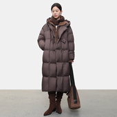 白鸭绒长款 LADY’S DIARY 羽绒服女冬设计感泡芙格连帽面包服气质