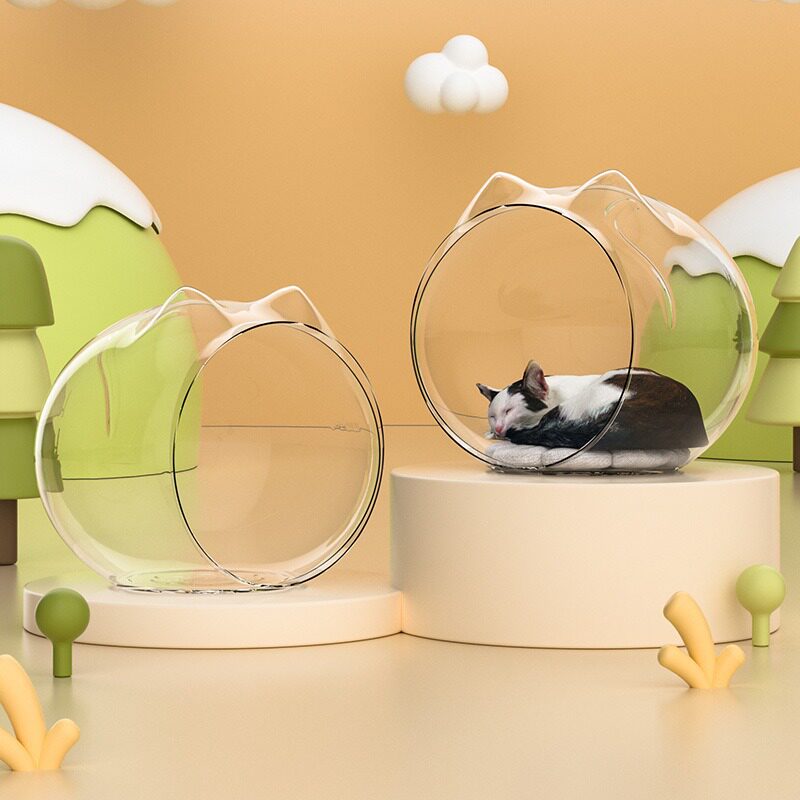 猫窝创意太空舱家居猫笼透明大空间半封闭透气四季通用塑料宠物窝