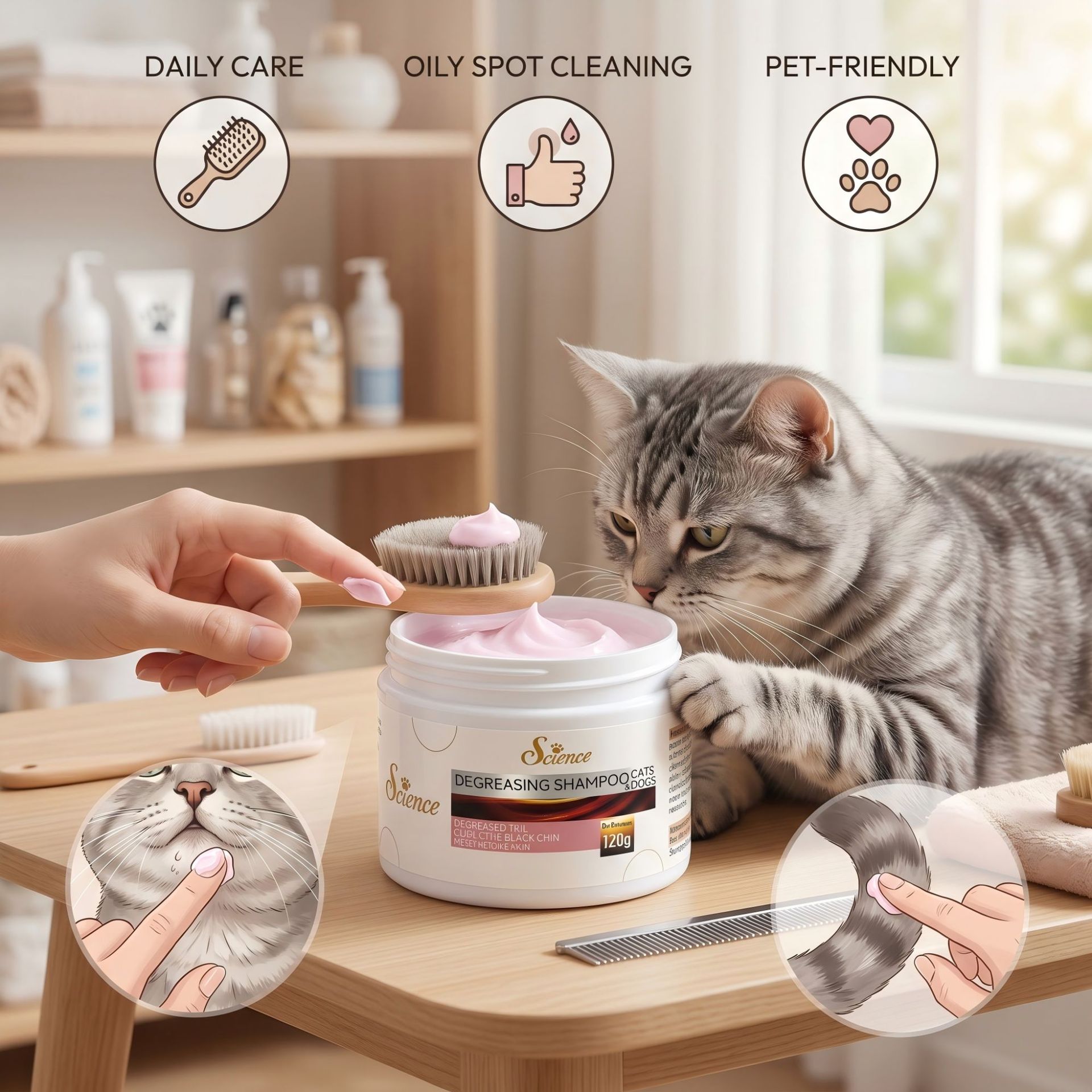 宠物猫专用去油膏清洗尾巴油渍下巴污渍毛发护理浓缩宠物猫咪香波
