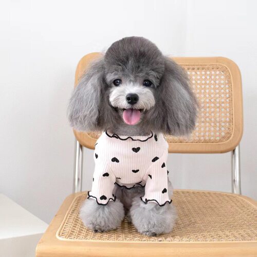 夏季薄款防掉毛爱心背心套头夏季薄款小型犬幼犬泰迪衣服萌宠