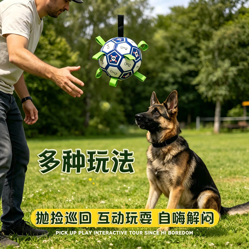 跨境外贸亚马逊狗狗训练专用足球logo宠物狗球类玩具用品工厂批发