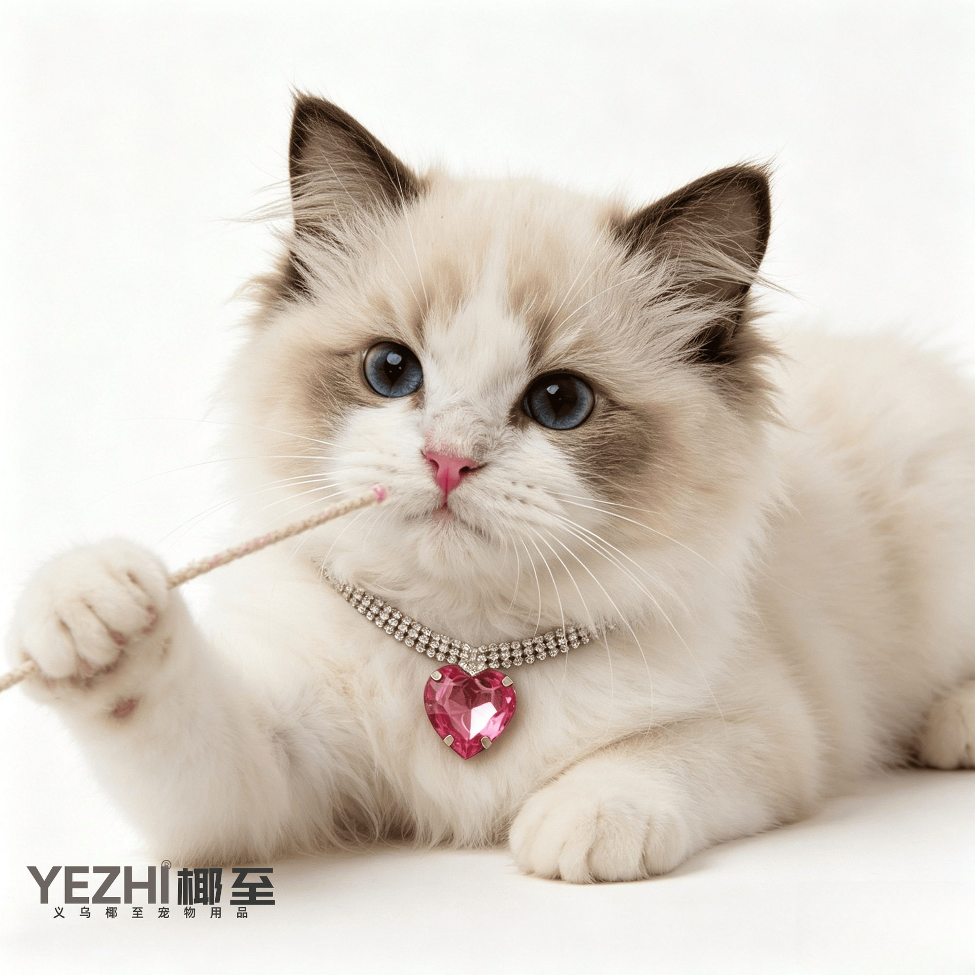 欧美爆款宠物爱心镶钻项圈芭比风猫狗项链跨境宠物饰品现货批发批