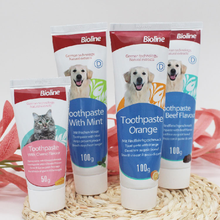 宠物牙膏套装Bioline狗狗猫咪牙刷口腔清洁用多口味犬刷牙 可食用