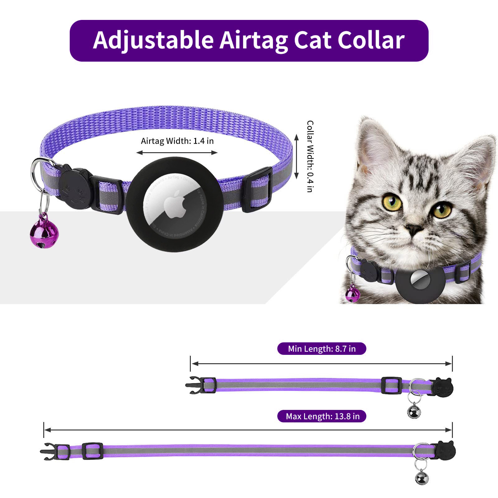 2025亚马逊爆款适用Airtag防丢失追踪保护套宠物猫咪定位脖颈项圈