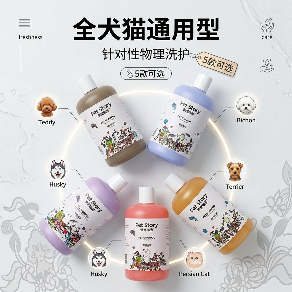 厂家现货宠物沐浴露猫咪清洁毛发洗澡液狗狗专用香波浴液宠物用品