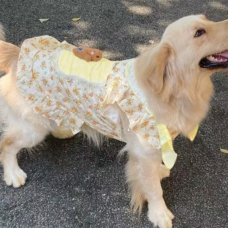 宠物衣服狗狗夏季金毛拉布拉多萨摩耶边牧中大型犬薄款碎花衣服
