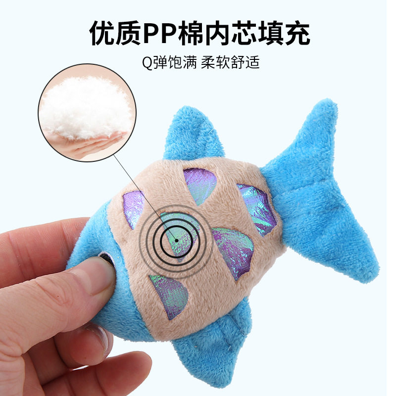 宠物用品工厂批发猫玩具小鱼造型毛绒玩具含猫薄荷响纸自嗨猫玩具