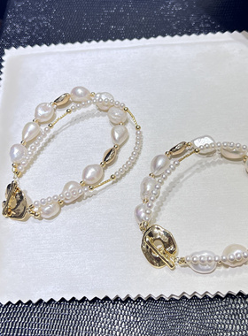 初夏设计款淡水巴洛克珍珠手链女小众精致高级手串高端手饰3-10mm