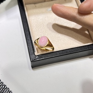 pink 10微眼光面 queen系列海水海螺贝珠天然粉贝S925银开口戒指8