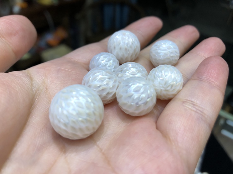 国风国潮中国风龙鳞珍珠麒麟珍珠雕刻淡水珍珠裸珠手串十八子手工