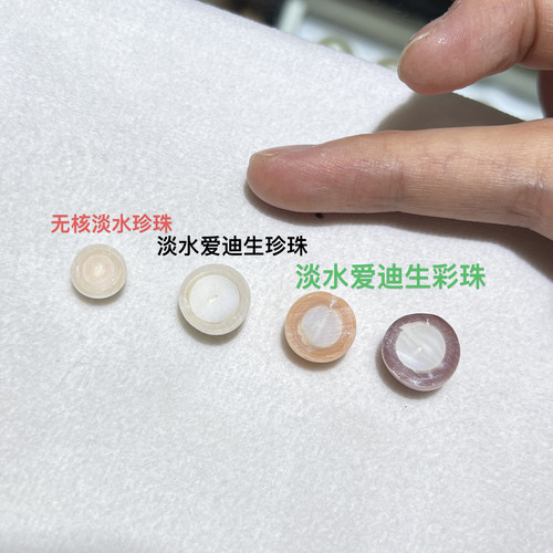 直播道具淡水珍珠珍珠切片展示珠层天然淡水珍珠有核有核珍珠片