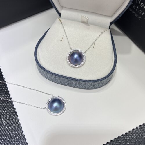 群星闪耀海水马贝珍珠925银一体项链高级轻奢时尚百搭15-16mm微纹