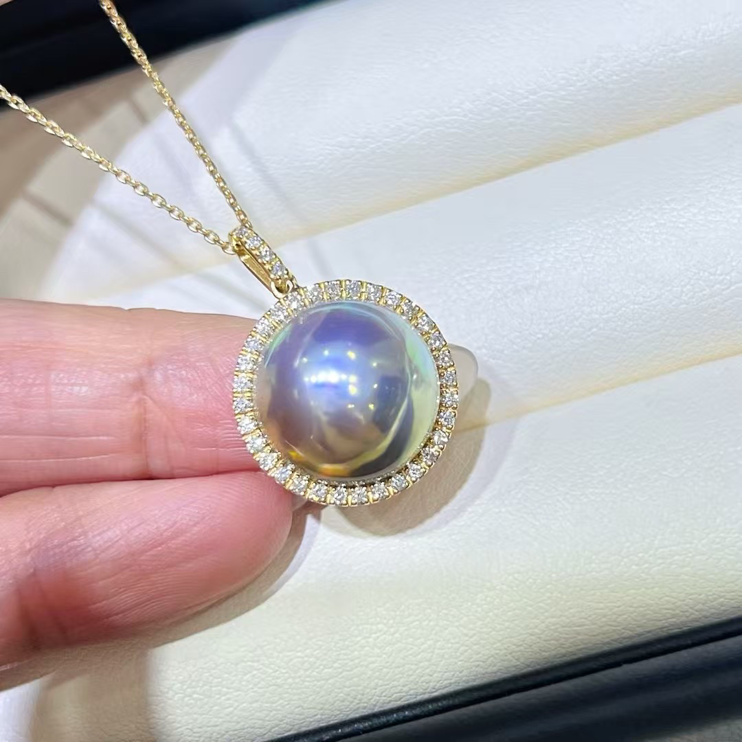 仲夏之梦日本海水奄美岛仙境马贝珍珠18k钻石14-15mm基本无暇吊坠,珠宝/钻石/翡翠,颈饰,淘宝优惠券,粉丝福利购,淘宝优惠卷
