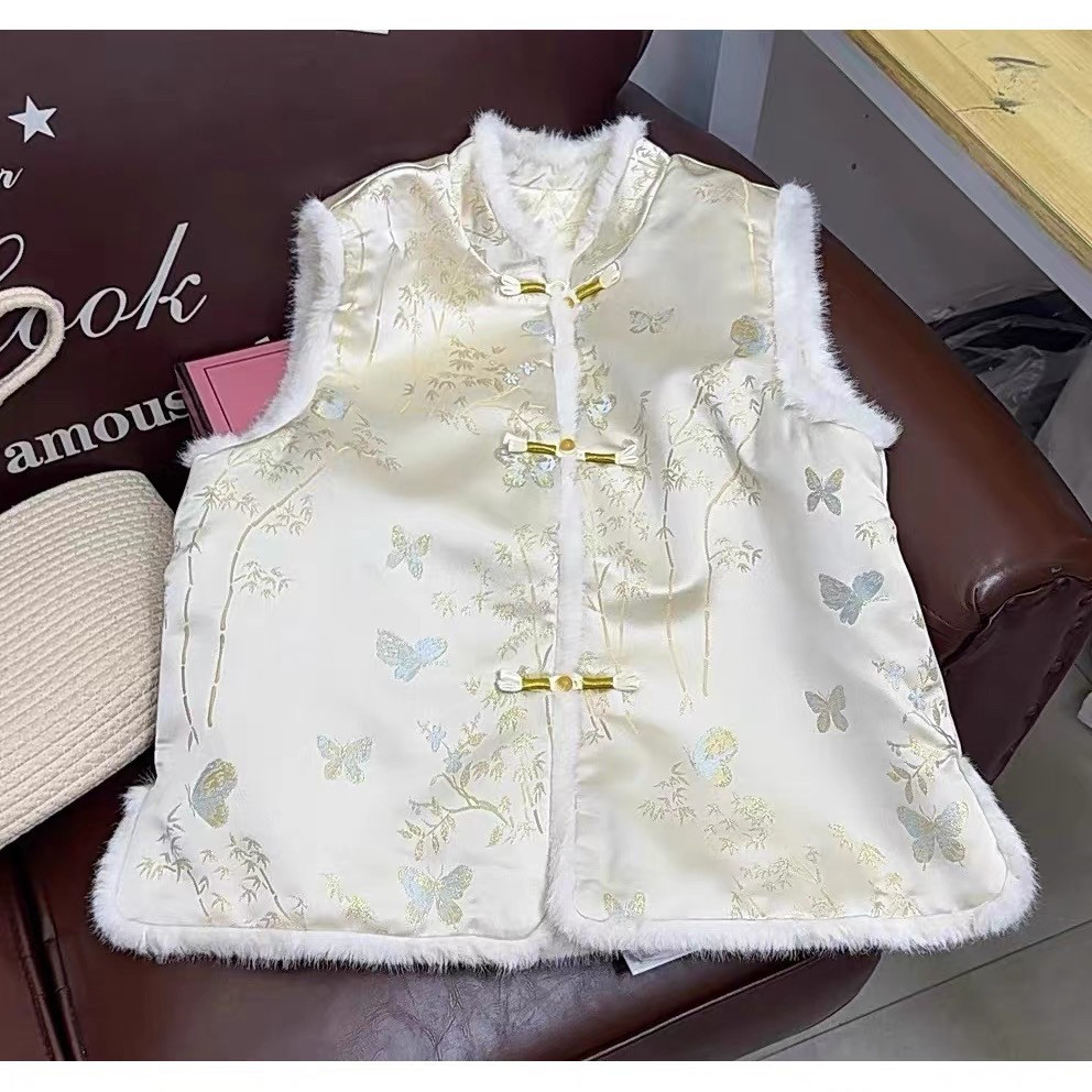 【梦蝶·夹棉款】夹棉新中式国风马夹加厚重工提花立领环保毛马甲,女装/女士精品,马夹,淘宝优惠券,粉丝福利购,淘宝优惠卷