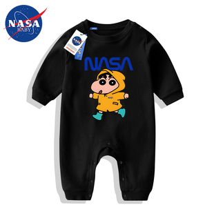 NASA蜡笔小新婴儿衣服秋季长袖纯棉超萌初生宝宝连体衣两个月冬天