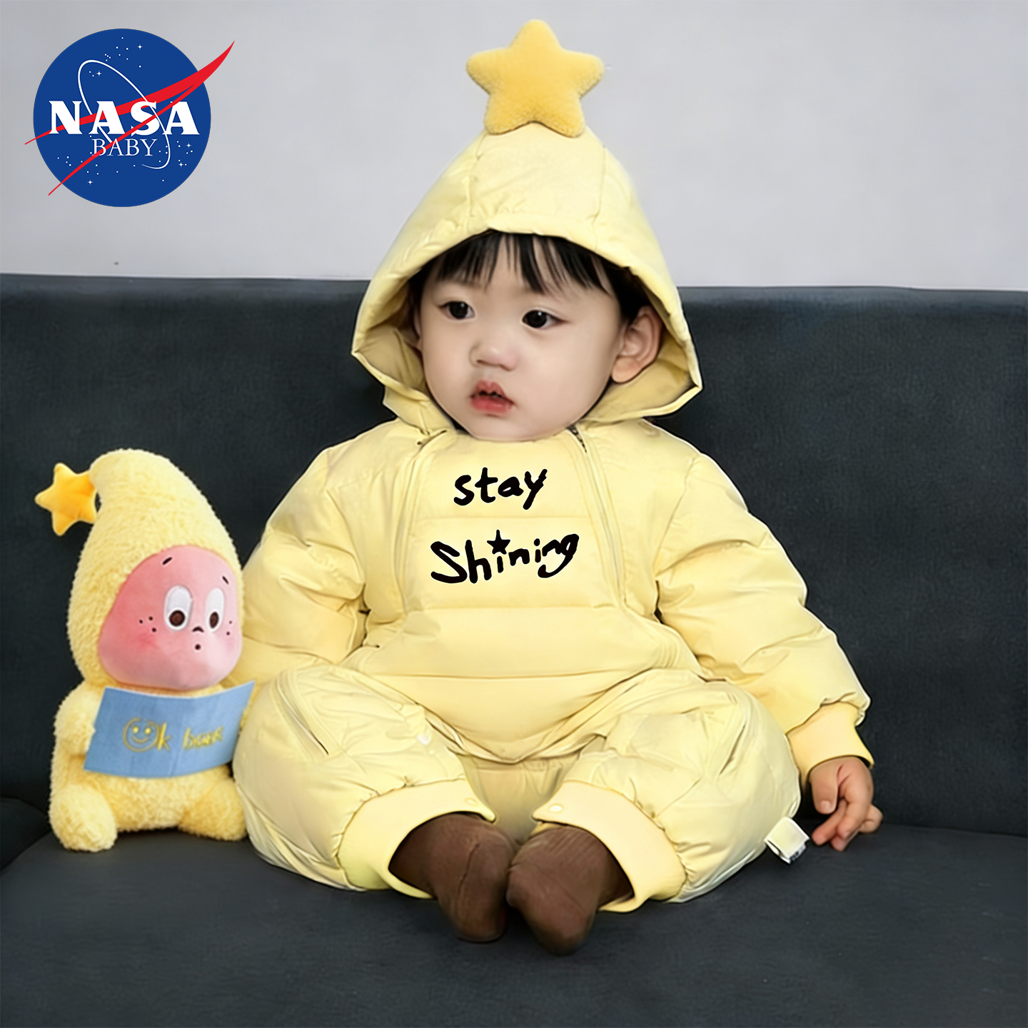 星星人婴儿羽绒棉服夹棉连体衣