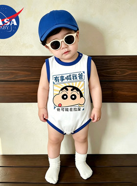 夏季婴儿无袖背心连体衣薄款