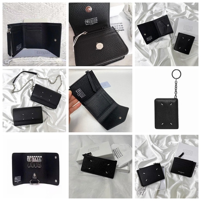 MARGIE风格现货马吉美金夹对折钱包零钱卡包链条包拉链包头层牛皮