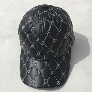 春秋季高档真皮帽子男士单皮鸭舌帽牛皮棒球帽中老年真羊皮平顶帽