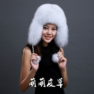 狐狸毛雷锋帽女冬季护耳保暖儿童亲子真皮东北皮草帽子女冬天真毛