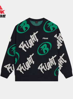 匹克圆领毛衣男2024冬季新款针织衫时尚潮流宽松休闲外套FM244061