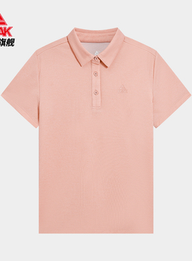 匹克翻领短T恤女2024夏时尚潮流透气宽松休闲运动短袖t恤F6242238