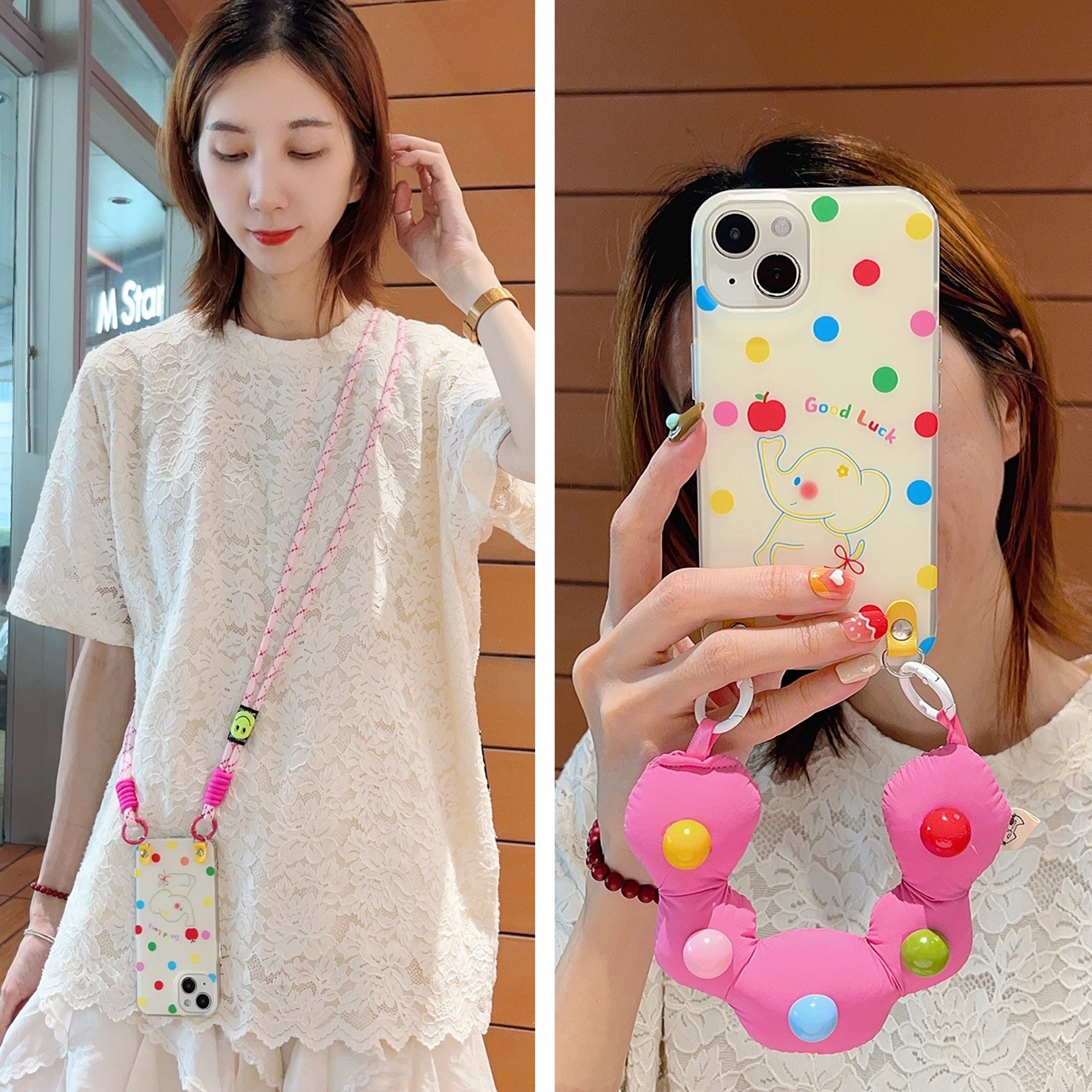 夏日ins彩色波点充棉手腕带适用iphone16promax苹果17手机壳13新款14Pro少女15pro手拎17promax斜挎背带挂绳,3C数码配件,手机保护套/壳,淘宝优惠券,粉丝福利购,淘宝优惠卷