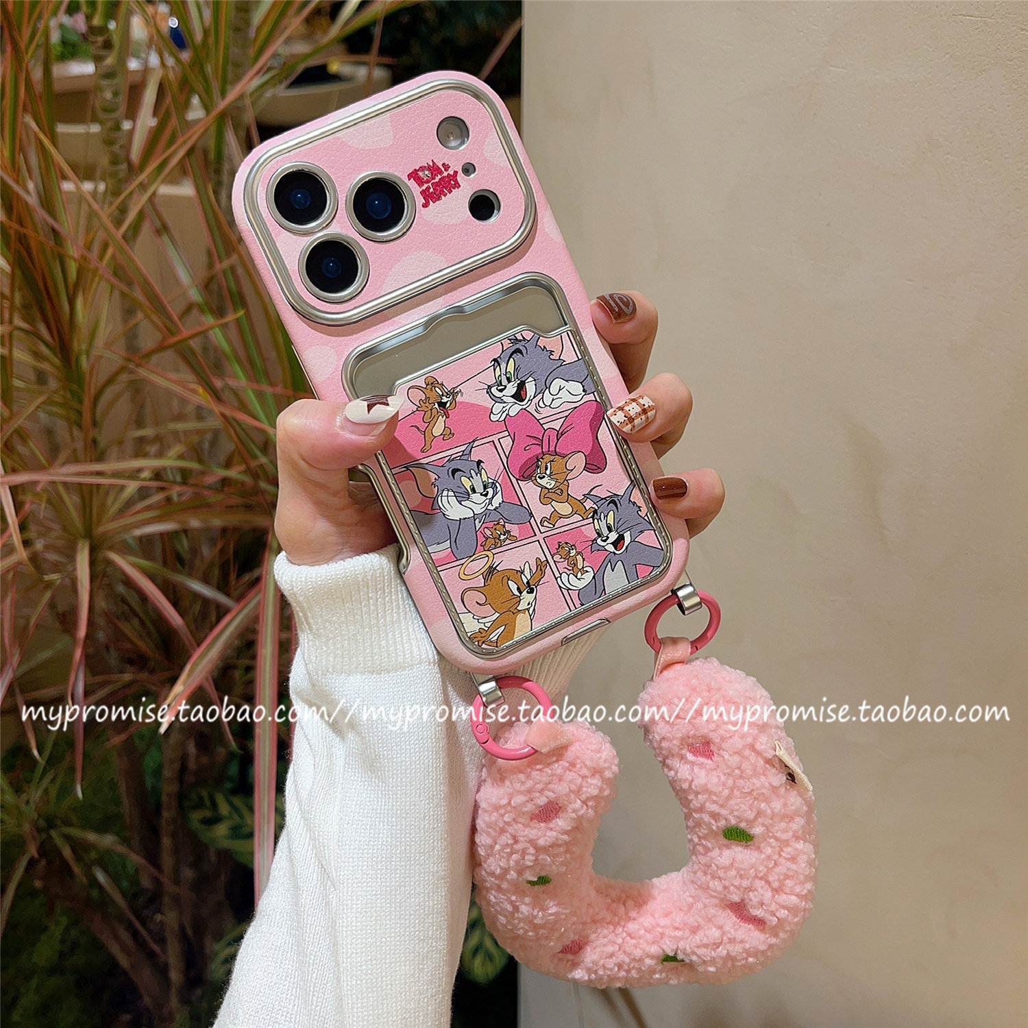 皮质卡包带挂绳适用苹果17promax手机壳秋冬iphone16新款14pro便携手绳13可插卡15promax毛绒手腕带17PM手拎