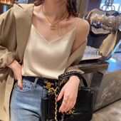 吊带背心女内搭西装 宽松白色打底缎面仿真丝上衣夏外穿 2025新款