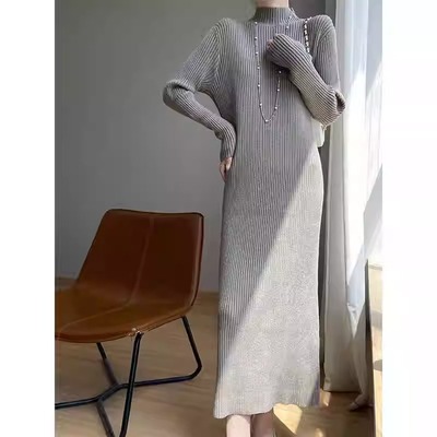 加厚保暖毛衣裙直筒配大衣内搭